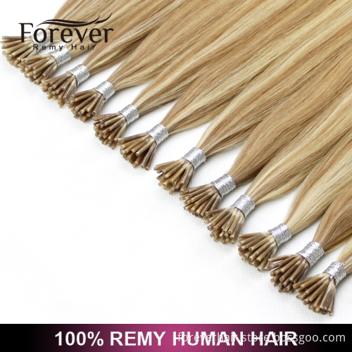Forever high quality 100 real Indian remy human blonde #613/18 double drawn 2g strands i tip hair extensions
